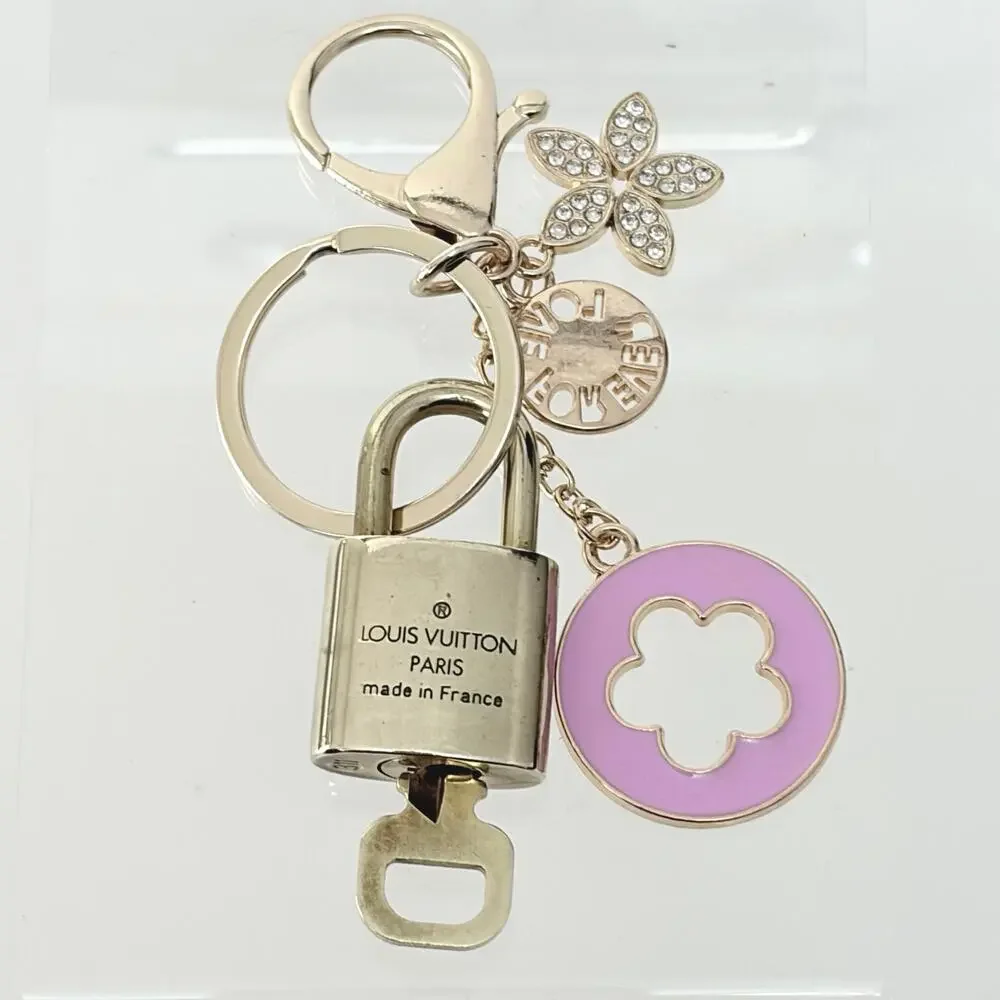 Louis Vuitton Lock & Key Set #311 with a Pink Flower Charm Keychain